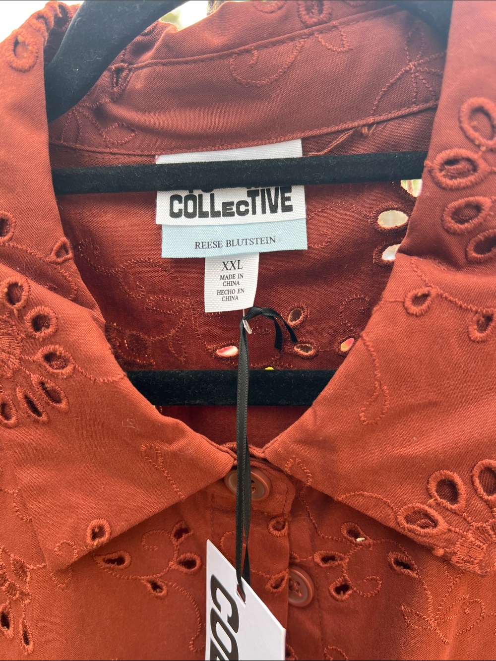 Future Collective Brick Red Eyelet Short-Sleeve Shirt - Picture 5 of 8